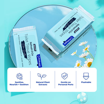 Alcean Flushable Toilet Tissue Wipes 8 Wipes (8 Packs / 16 Packs)