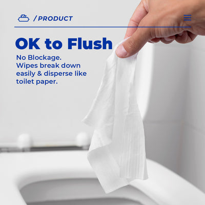 Alcean Flushable Toilet Tissue Wipes 8 Wipes (8 Packs / 16 Packs)