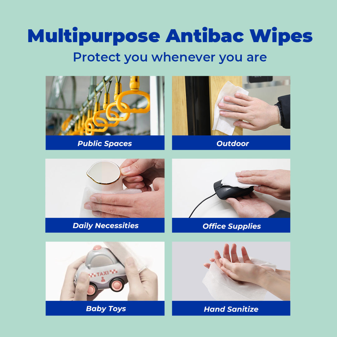 Alcean 0% Alcohol Antibacterial Wipes 50 Wipes (3 Packs / 9 Packs)