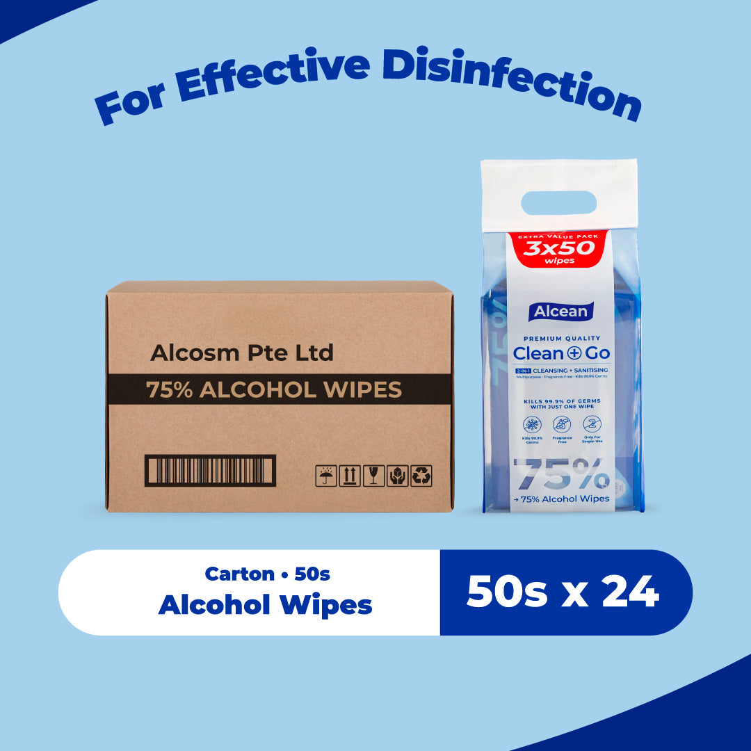 [Carton] Alcean 75% Alcohol Wipes (50 Wipes x 24 Packs)
