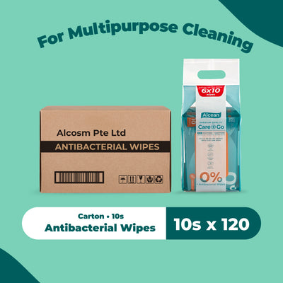 [Carton] Alcean 0% Alcohol Antibacterial Wipes (10 Wipes x 120 Packs)