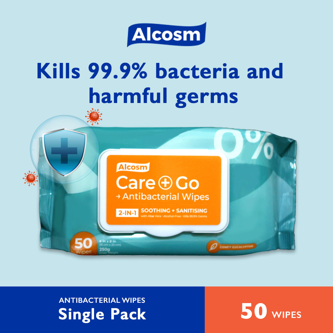 Alcosm™ Antibacterial Wipes - 50 Wipes [Expiry: 15 Apr 2024]