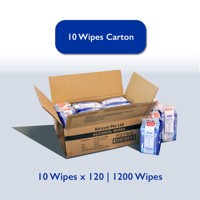 [Carton] Alcosm™ 75% Classic Alcohol Wipes - 10 Wipes ( 10s' x 120 Packs )