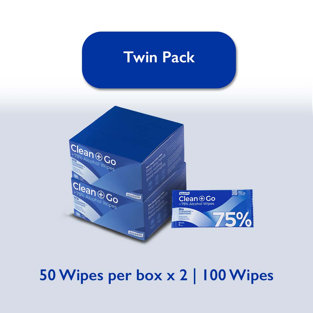 Alcosm™ 75% Classic Alcohol Wipes - Individual Sheet ( 50s' x 1 Boxes ) [Expiry: 1 Sept 2024]