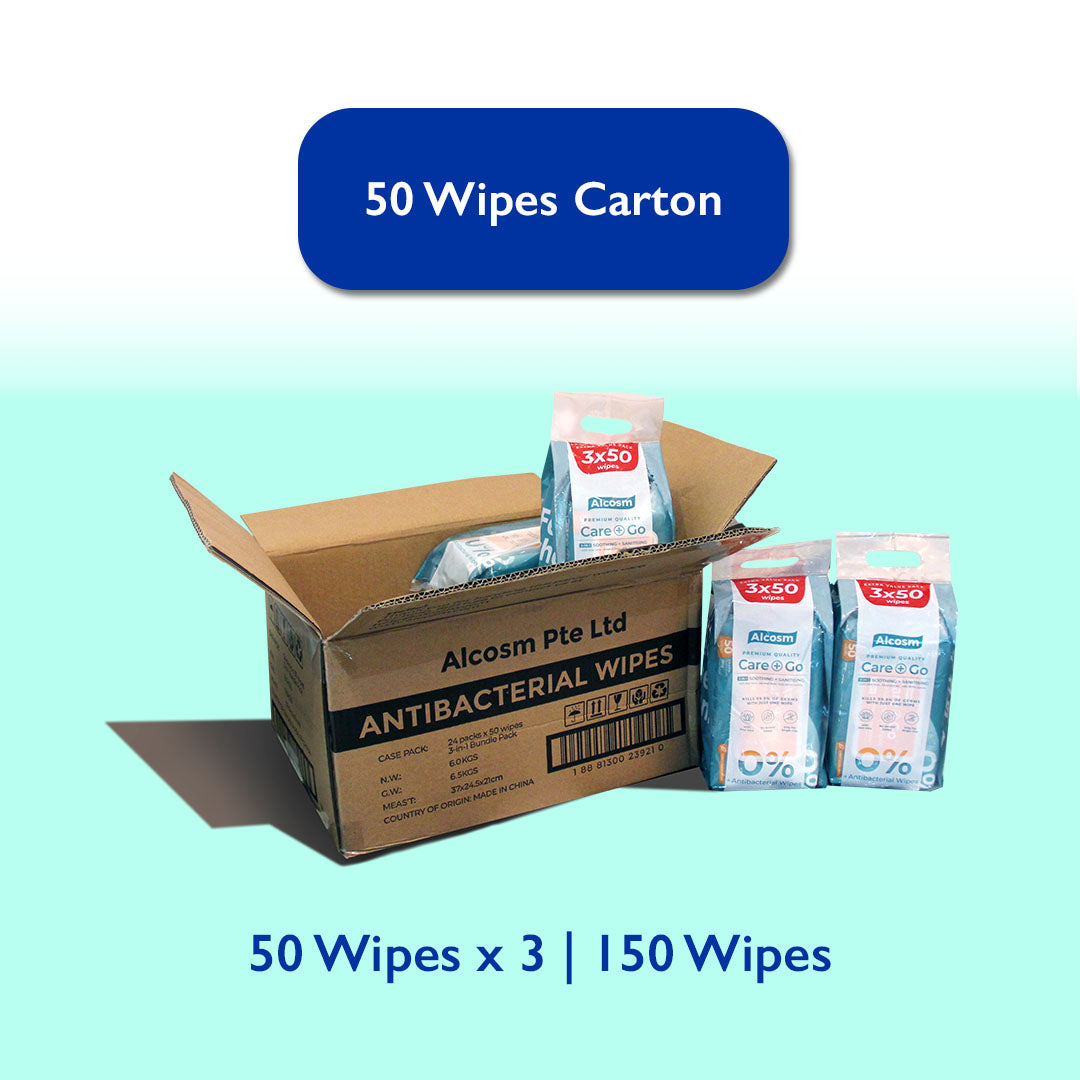 [Carton] Alcosm™ Antibacterial Wipes - 50 Wipes ( 50s' x 24 Packs )