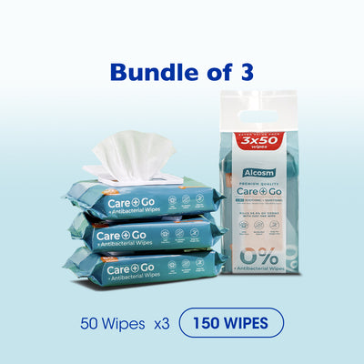 Alcosm™ Antibacterial Wipes - 50 Wipes ( 50s' x 3 Packs )