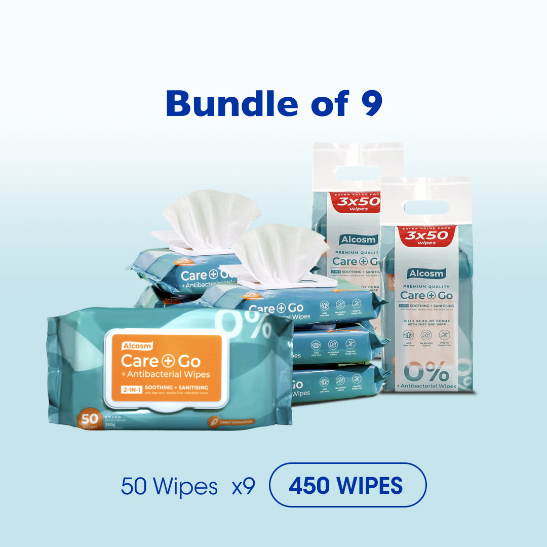 Alcosm™ Antibacterial Wipes - 50 Wipes ( 50s' x 3 Packs )