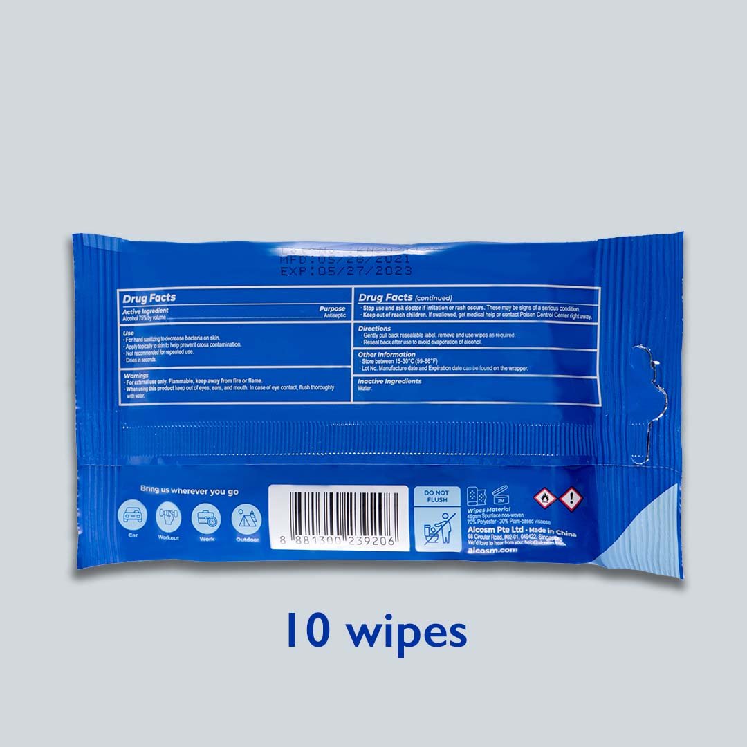 [Carton] Alcosm™ 75% Classic Alcohol Wipes - 10 Wipes ( 10s' x 120 Packs )