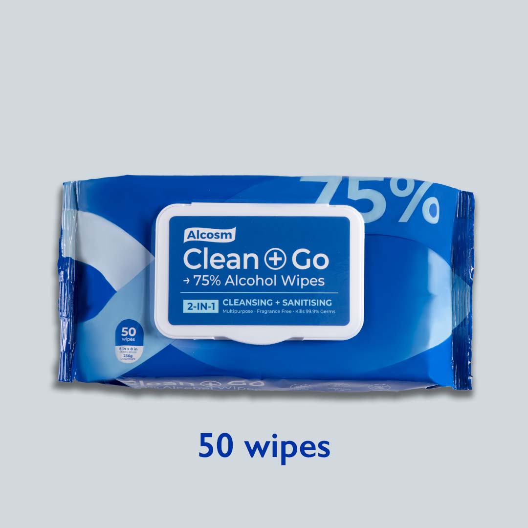 Alcosm™ 75% Classic Alcohol Wipes - 50 Wipes ( 50s' x 3 Packs )