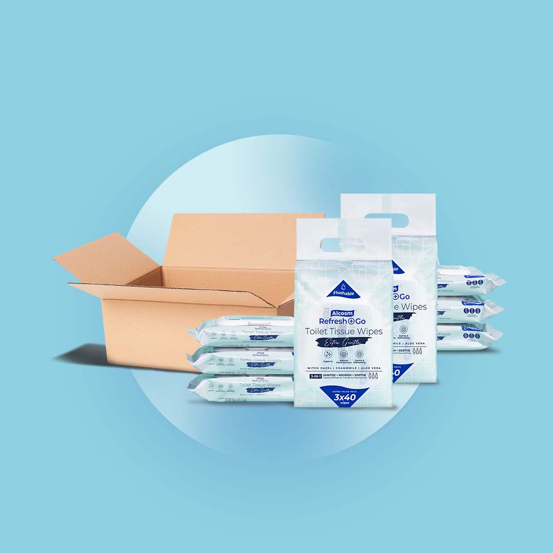 [Carton] Alcean Flushable Toilet Tissue Wipes (40 Wipes x 24 Packs)