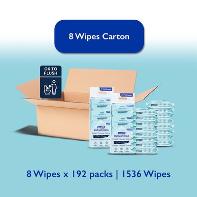 [Carton] Alcean Flushable Toilet Tissue Wipes (8 Wipes x 192 Packs)
